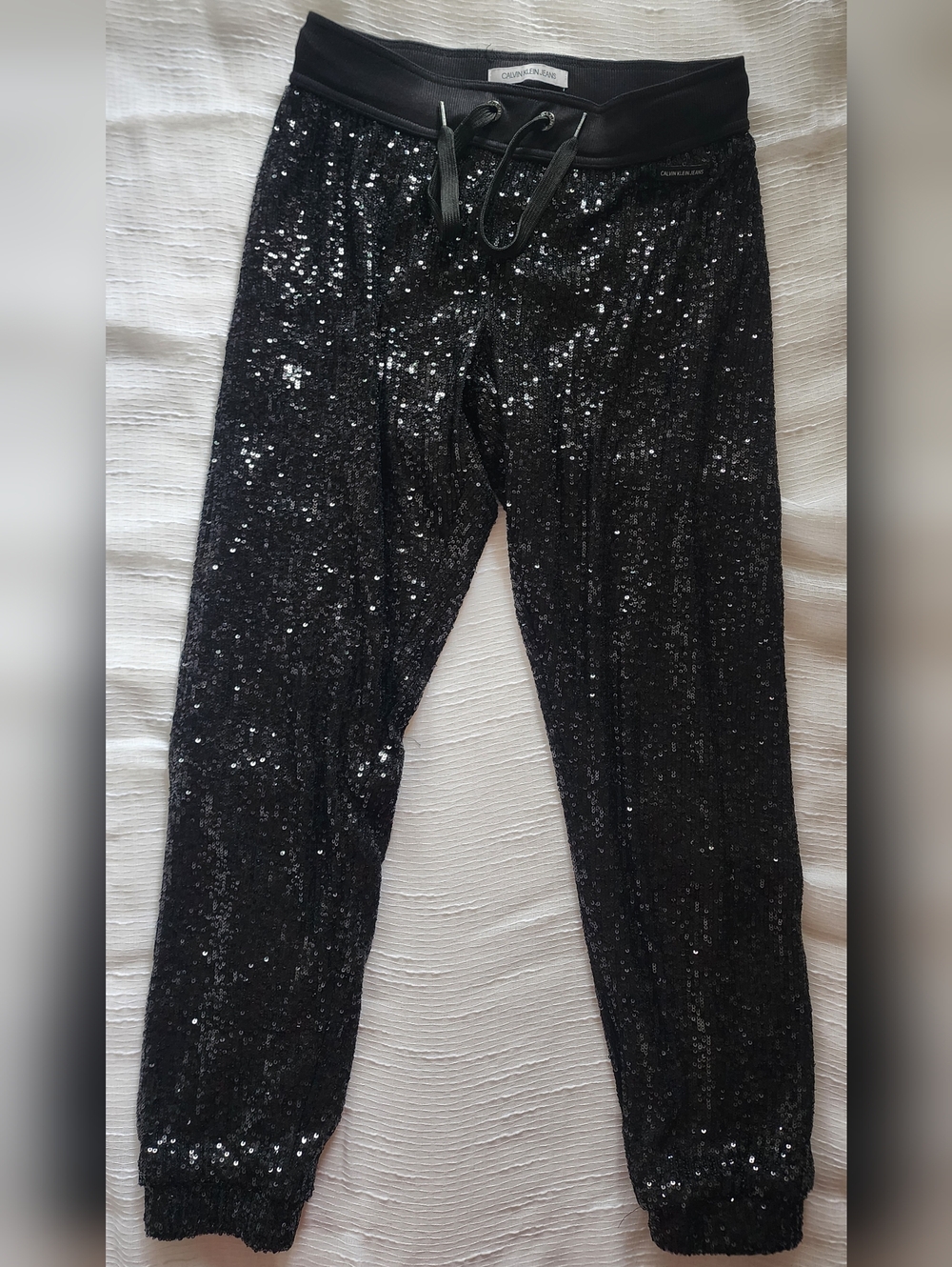 Calvin Klein Jeans Black Sequin Drawstring Pants
